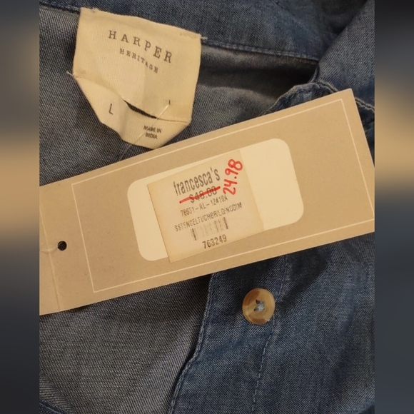 Francesca's Collections Denim Shirt Dress with Belt - Picture 4 of 6